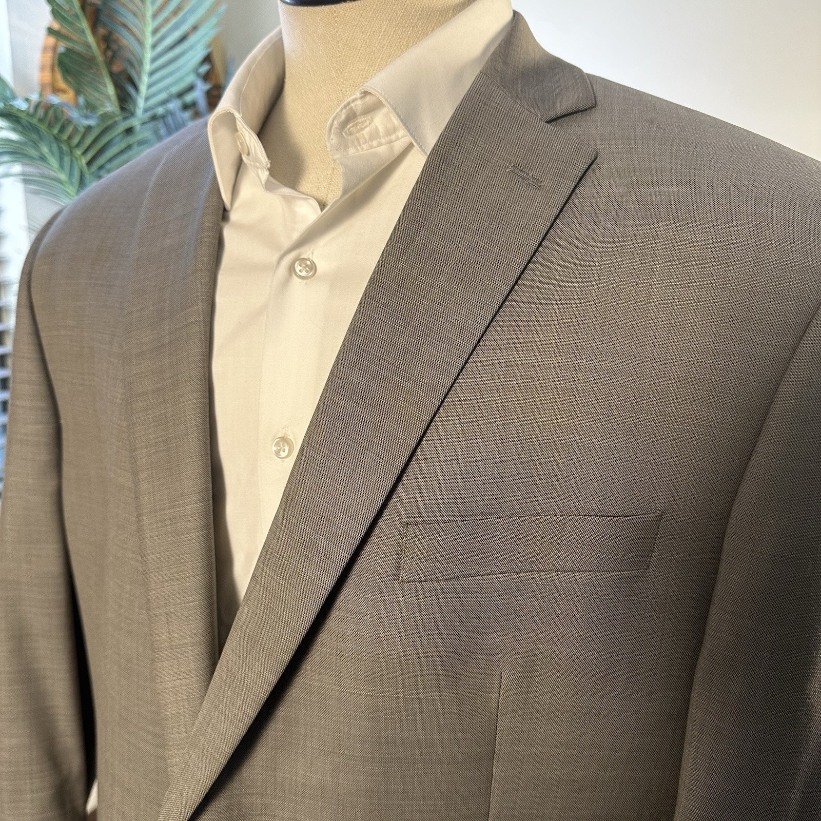 Michael Strahan Sport Coat 46l Sage Wool , Poly , Elastane